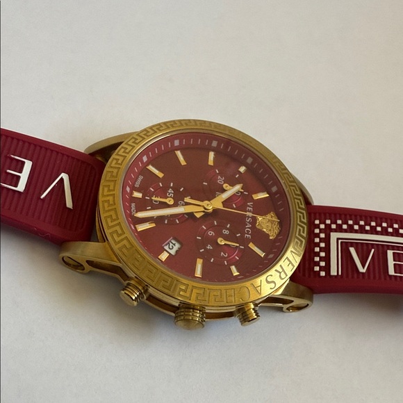 Versace Women’s Burgundy Gold Logo Watch | Authentic Designer Timepiece main image 4